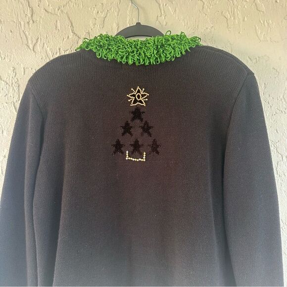 BEREK Sweater Cardigan Women Medium Christmas Holiday Artsy Beaded Embroidered - Picture 7 of 7